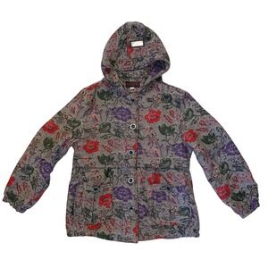CNC Costume National Tapestry Floral Hooded Jacket Quilted Grandmacore XL EUC
